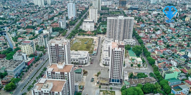 Tổng quan về khu chung cư Quang Trung từ góc nhìn trên cao.